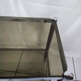 Smoked glass service two trays base wood and chrome metal
