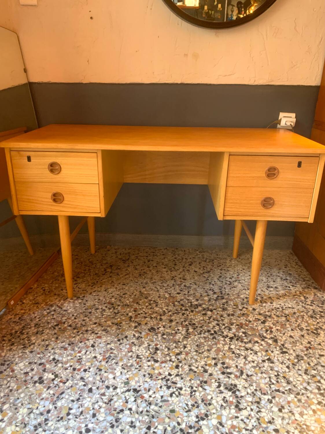 Scandinavian-style desk in light wood