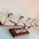 Five-head chandelier in teak and chrome metal Scandinavian style / vintage 60s-70s