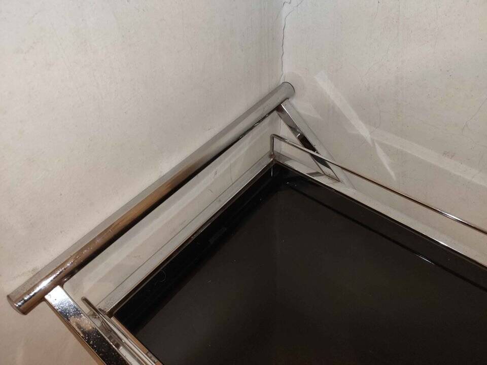 Vintage chrome and smoked black glass bar cart - 1970s design