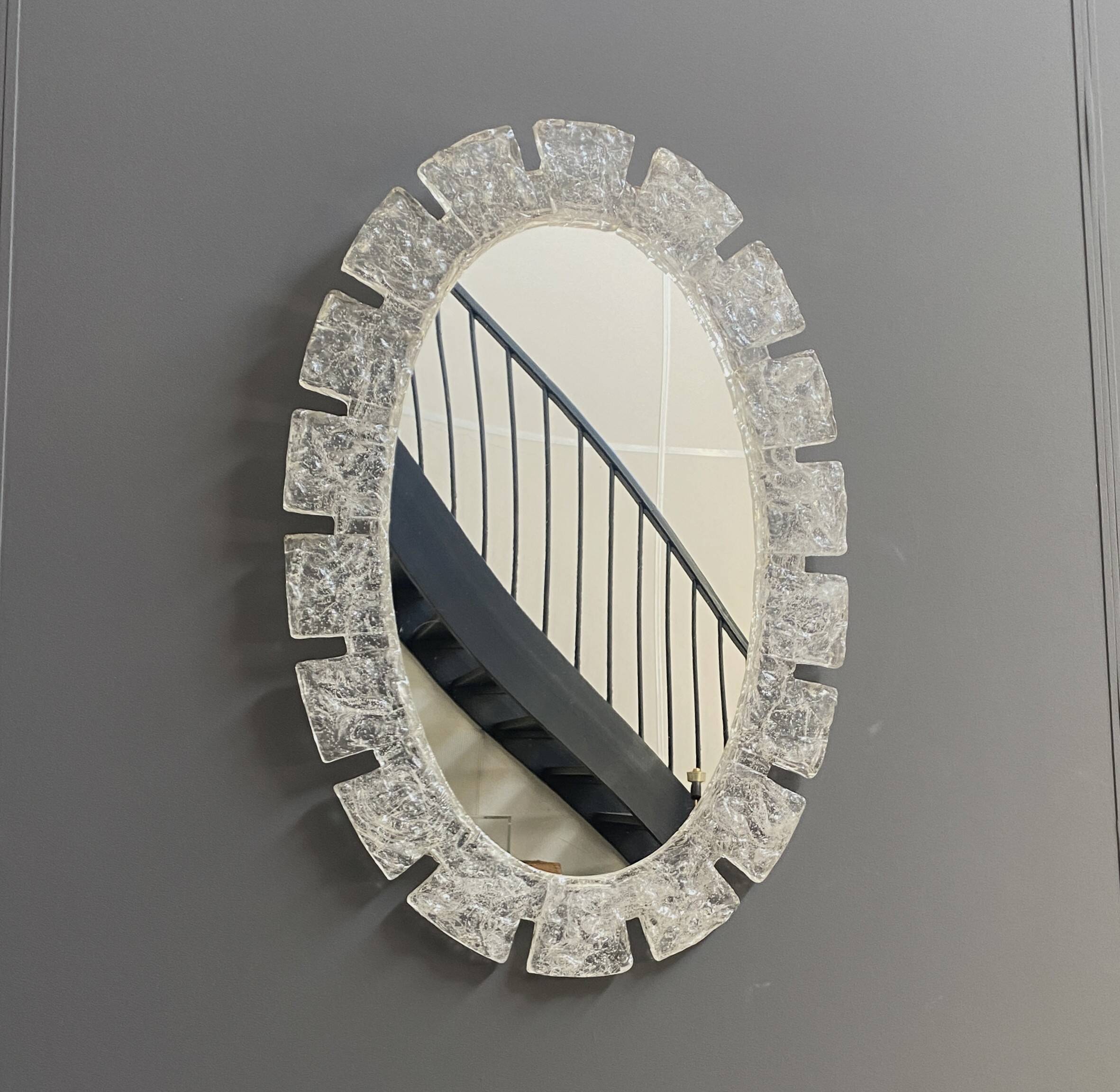 Large Oval Ice mirror by Egon Hillebrand 1970s