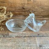 Vintage glass Hen sugar bowl