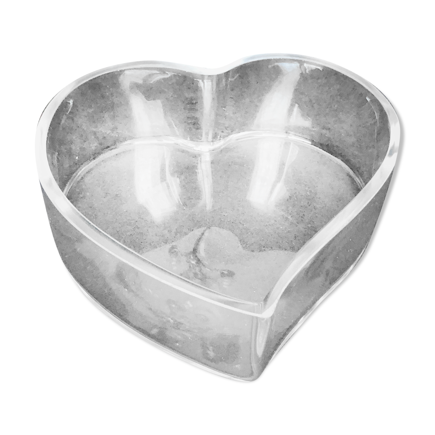 Empty glass heart-shaped pocket
