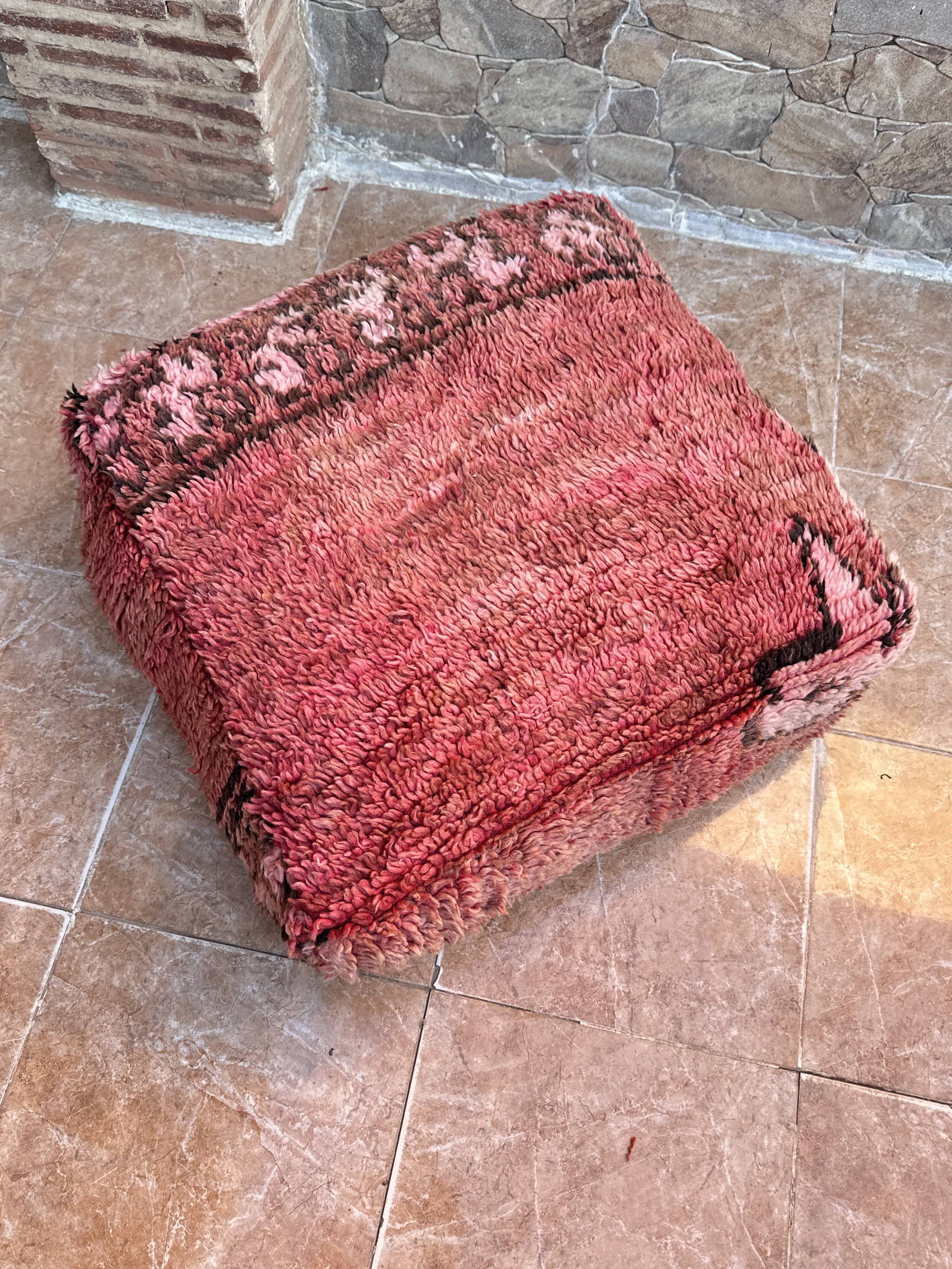 Handmade Berber Kilim pouf, floor cushion