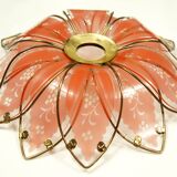 Italian lampshade "lotus flower" colored glass & brass 1970