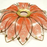Italian lampshade "lotus flower" colored glass & brass 1970