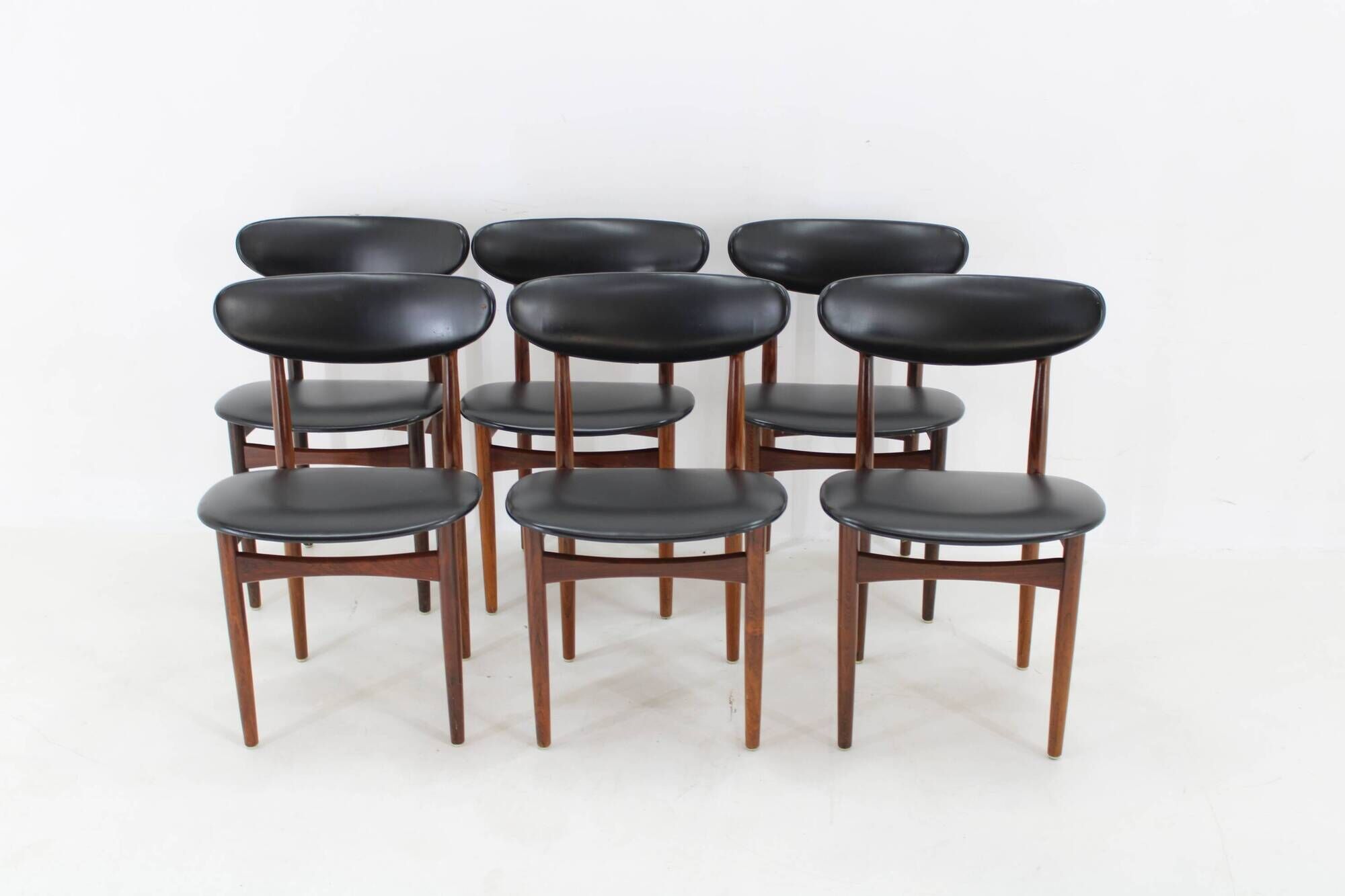 1960s Set of Six Scantic Mobelvaerk Dining Chairs in Leatherette, Denmark
