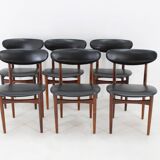 1960s Set of Six Scantic Mobelvaerk Dining Chairs in Leatherette, Denmark
