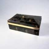 Tessellated faux tortoiseshell & brass jewellery box, Italy, 1970s