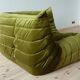Togo set of corner armchair and  lounge in olive green velvet