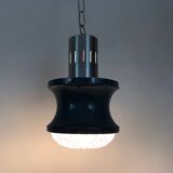 Vintage blue and gray pendant lamp in metal and plastic year 70