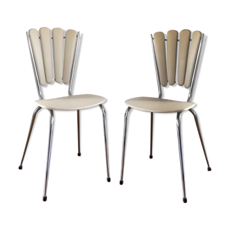 Paire de chaises dossier pétales