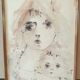 Aquarelle sur papier, "Portrait d'une mère et son enfant", Jean-Pierre Chaput (Né en 1935)