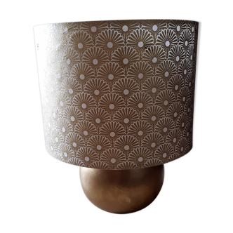 Extra lamp foot ball wood, gold patina, lampshade paper patterns art deco