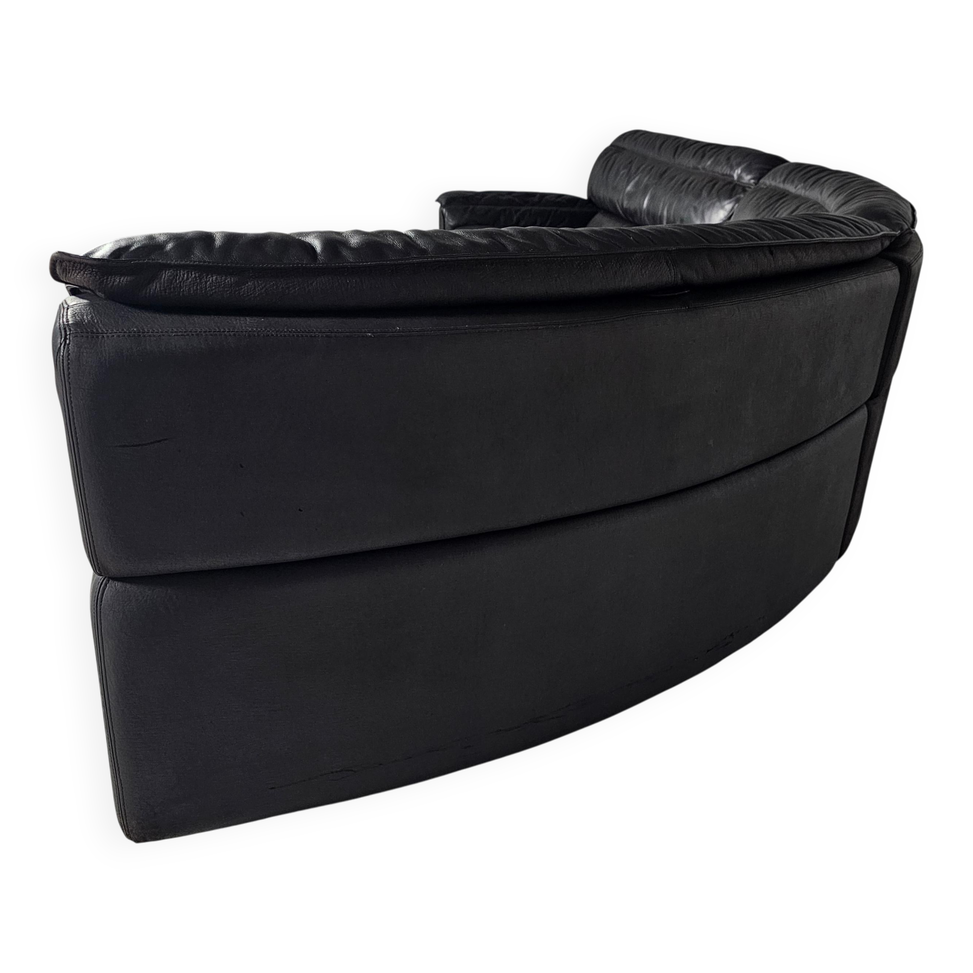 'Bogo' leather canapé in black, Carlo Bartoli for Rossi di Albizzate, 1970s.