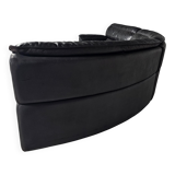 'Bogo' leather canapé in black, Carlo Bartoli for Rossi di Albizzate, 1970s.