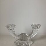 Candle holder with two arms of light in crystal Val Saint Lambert