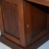 George III double-sided partner's desk in walnut circa 1780 with original handles.