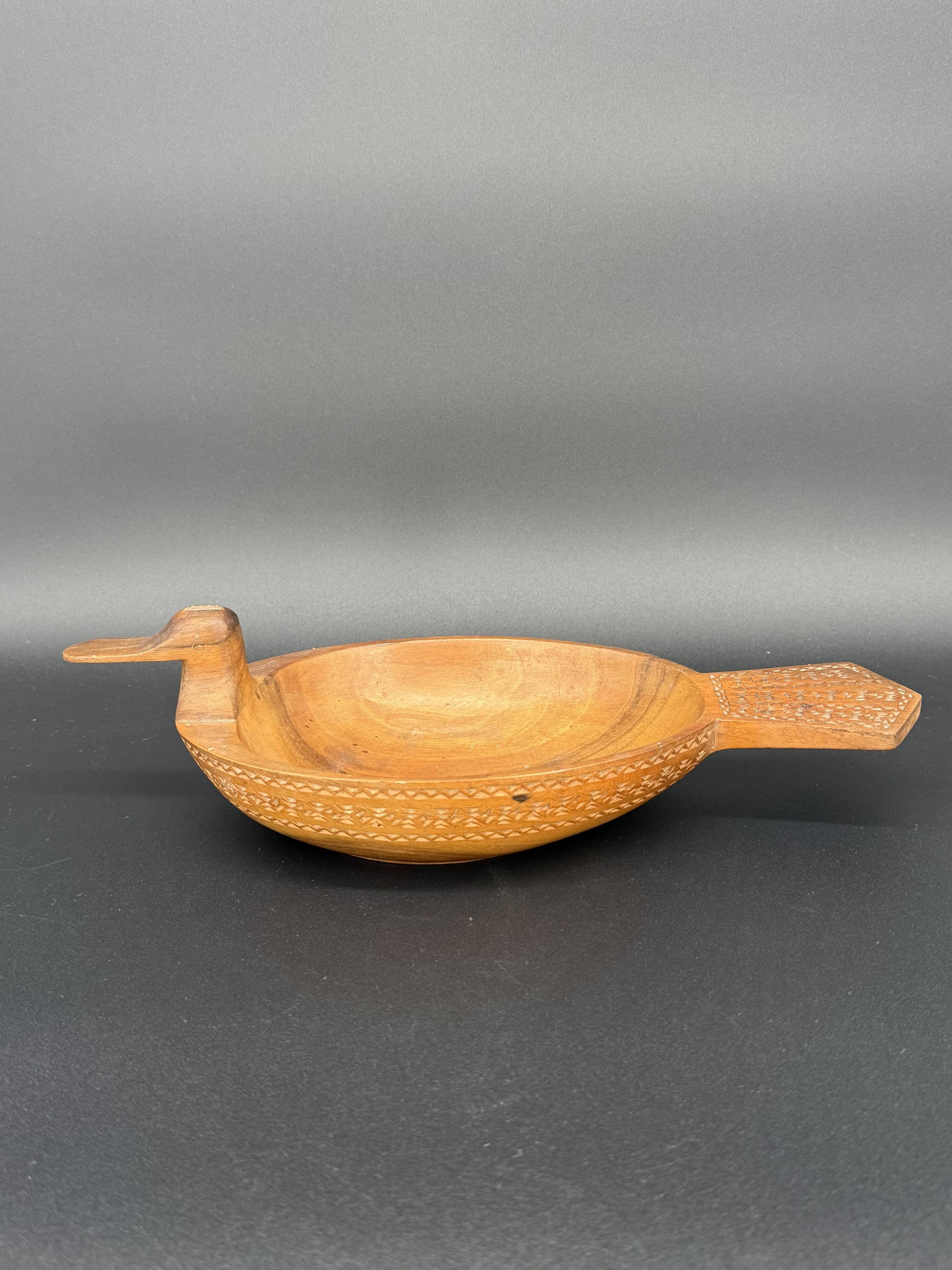 Carved wooden duck cup – Nordic folk art – 19th century