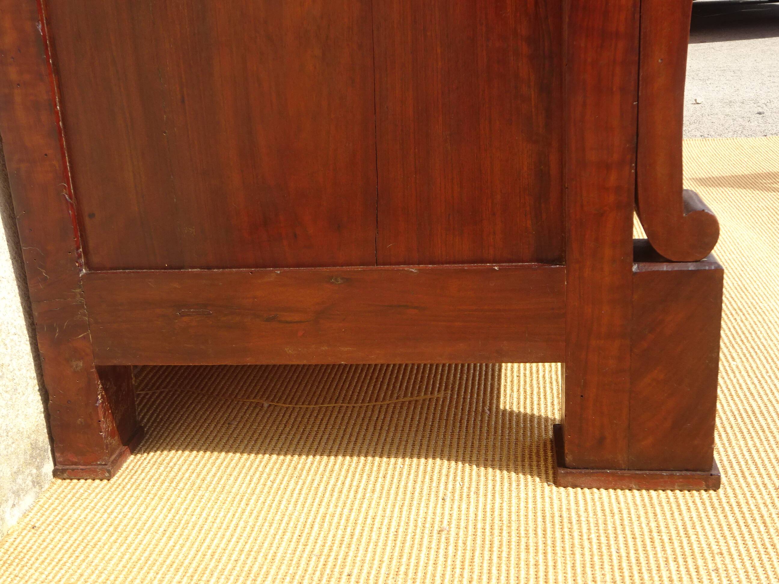 Antique solid walnut chest of drawers with scrolls
