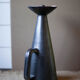 Ceramic pitcher of Louviers manufacture 50s, pitcher with conical handle