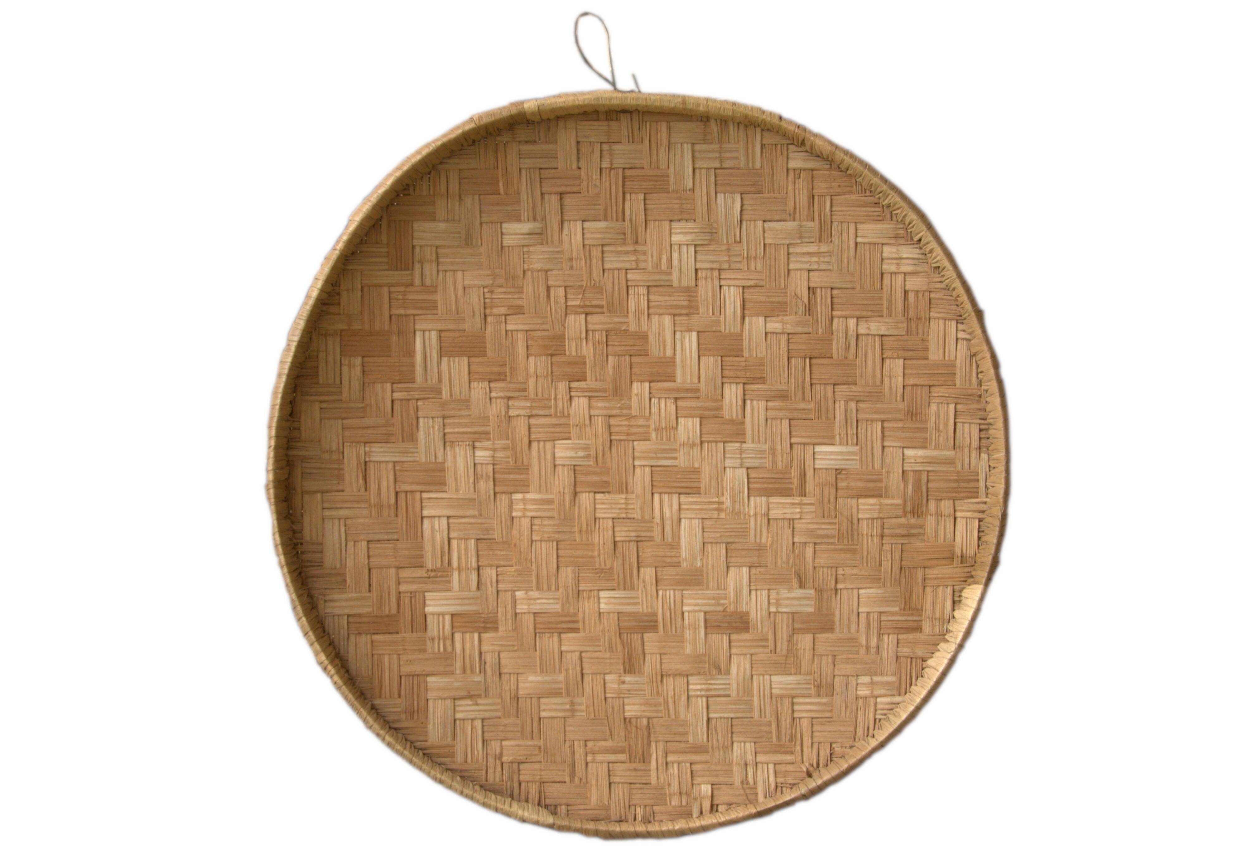 Large rice plate made of wicker, originating from Cambodia, 66cm.