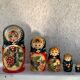 5 Russian matryoshka dolls made of folk and vintage handmade wood