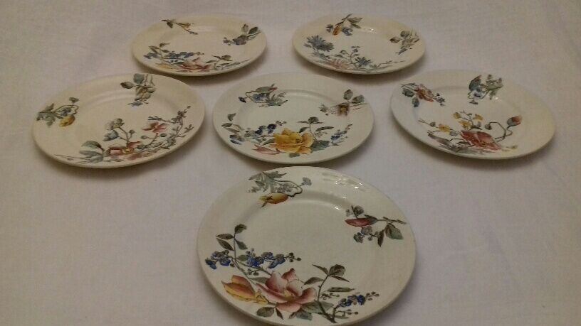 Lot of 13 old earthenware plates "iron earth"