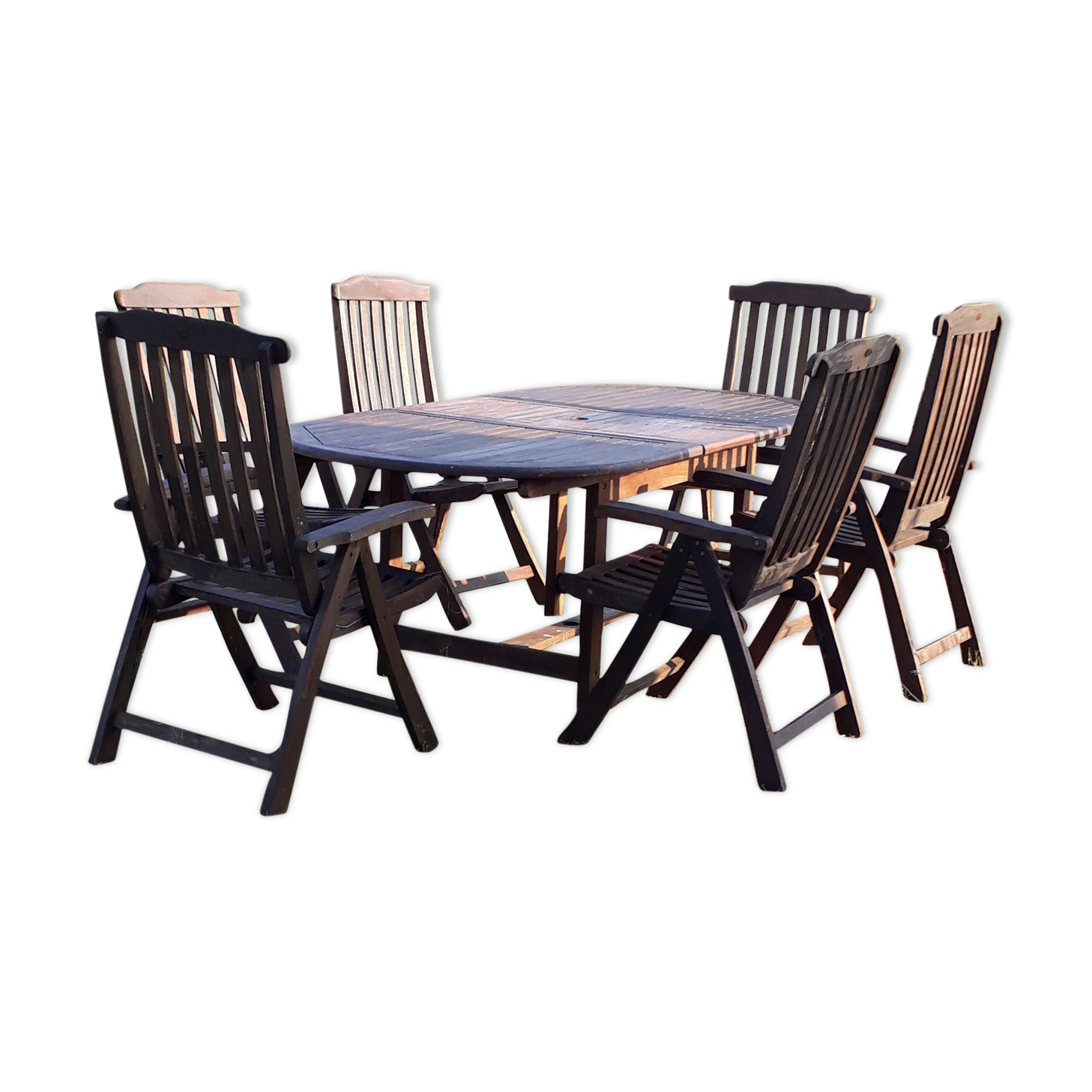 Table et chaises de jardin en teck scandinave Jutlandia disign 1980