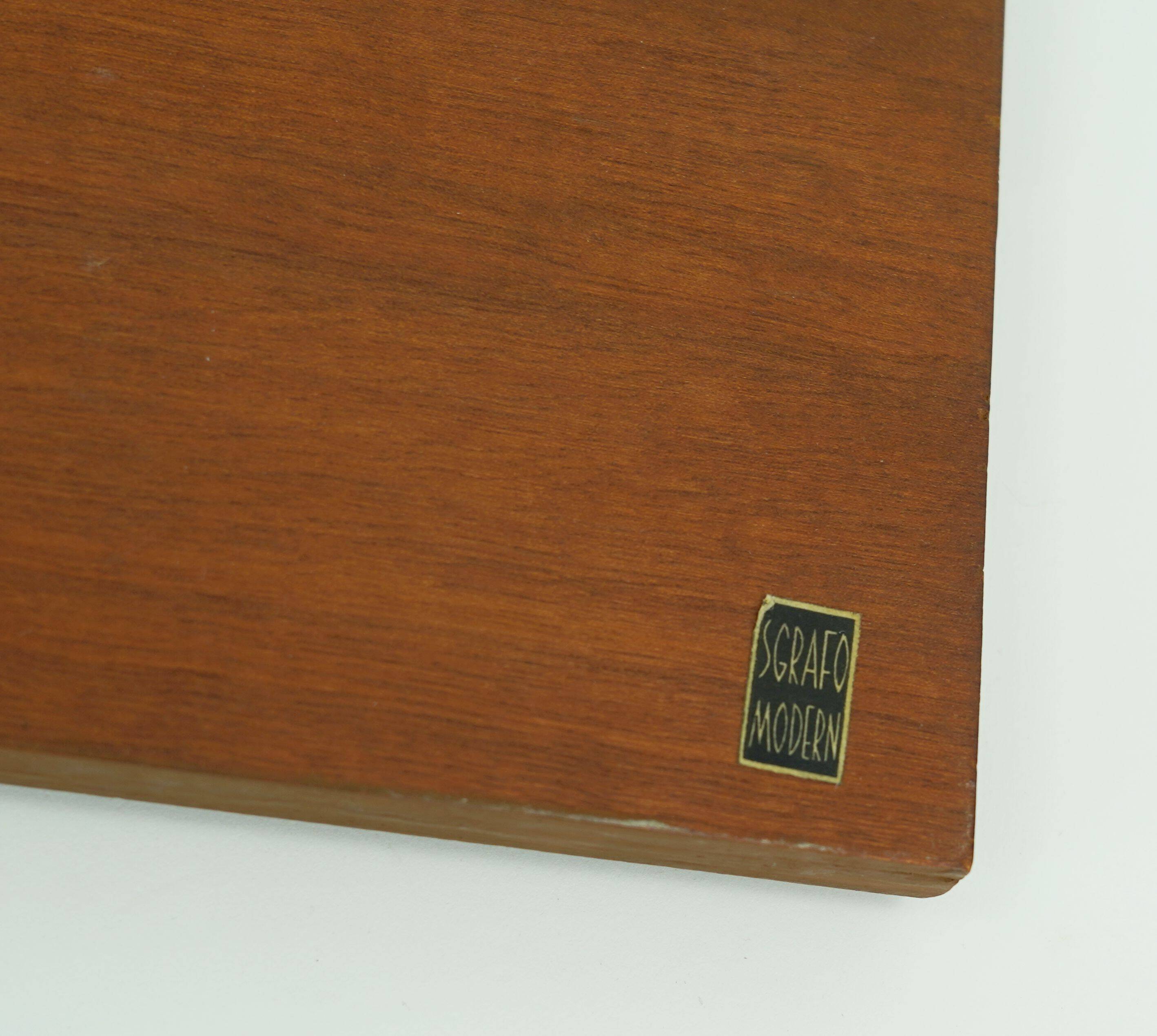 teak WALL PANEL porcelain antelopes sgrafo modern 60s design peter mueller