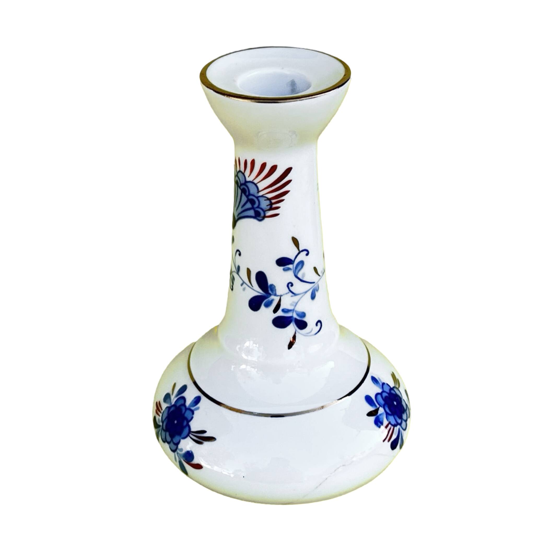 Porcelain cobalt candle holder Wallendorf 1762, Germany 1970s.
