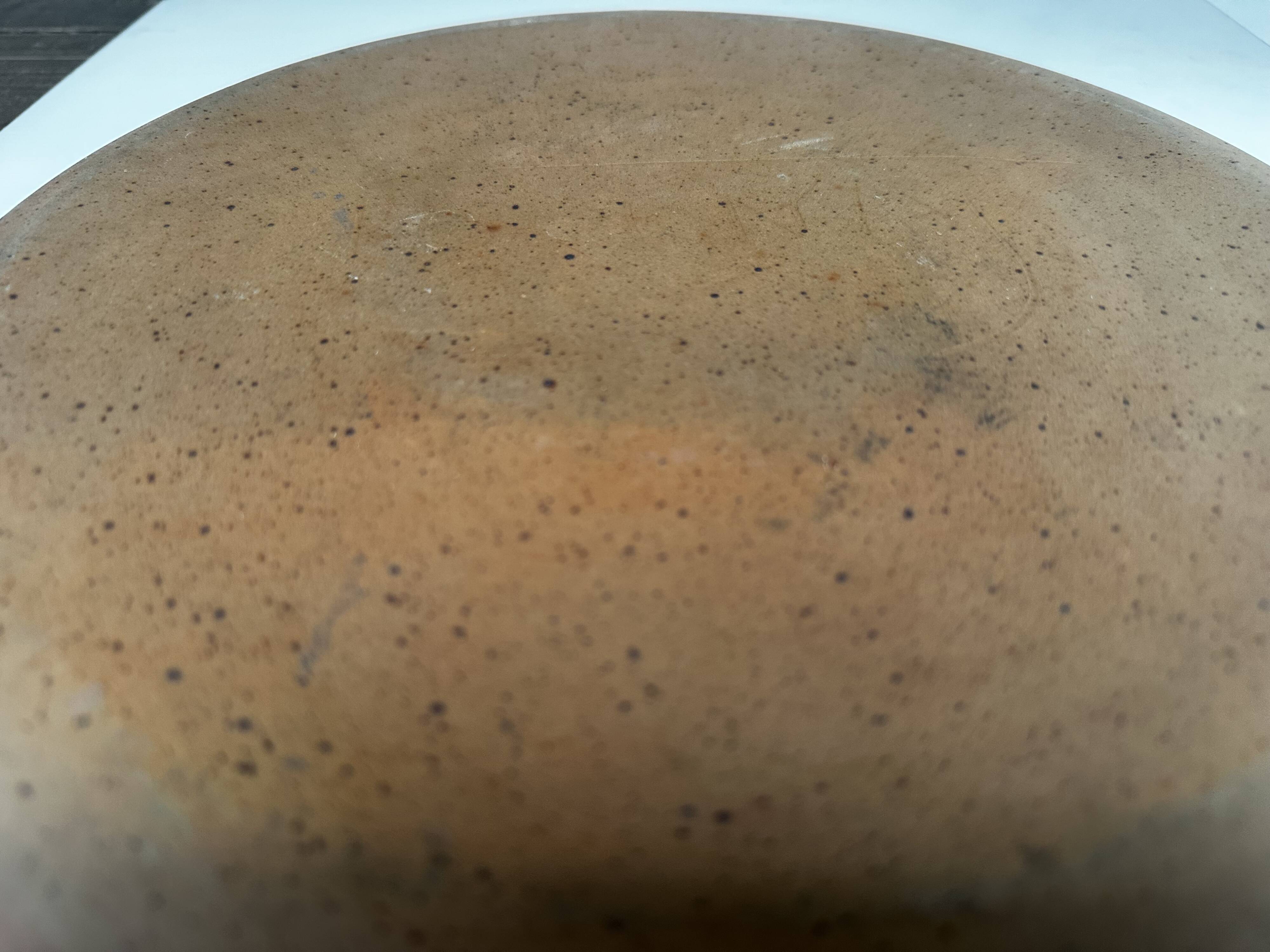 Large round stoneware dish signed Vallauris origin Diameter 30 cm