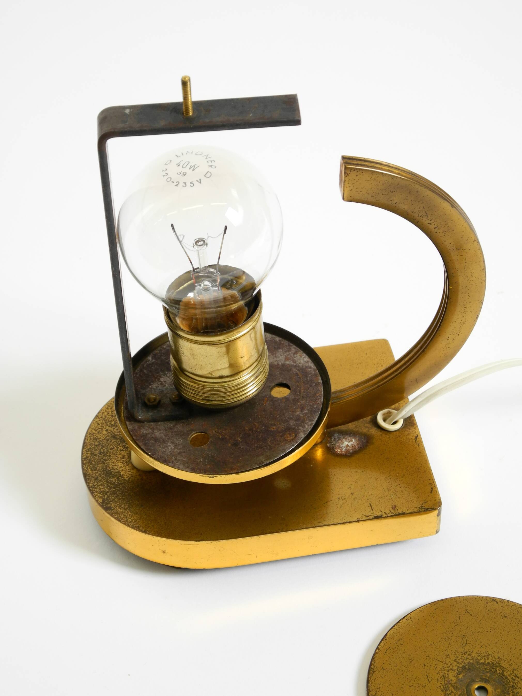 Rare and beautiful 1940s brass table lamp with opal glass shade