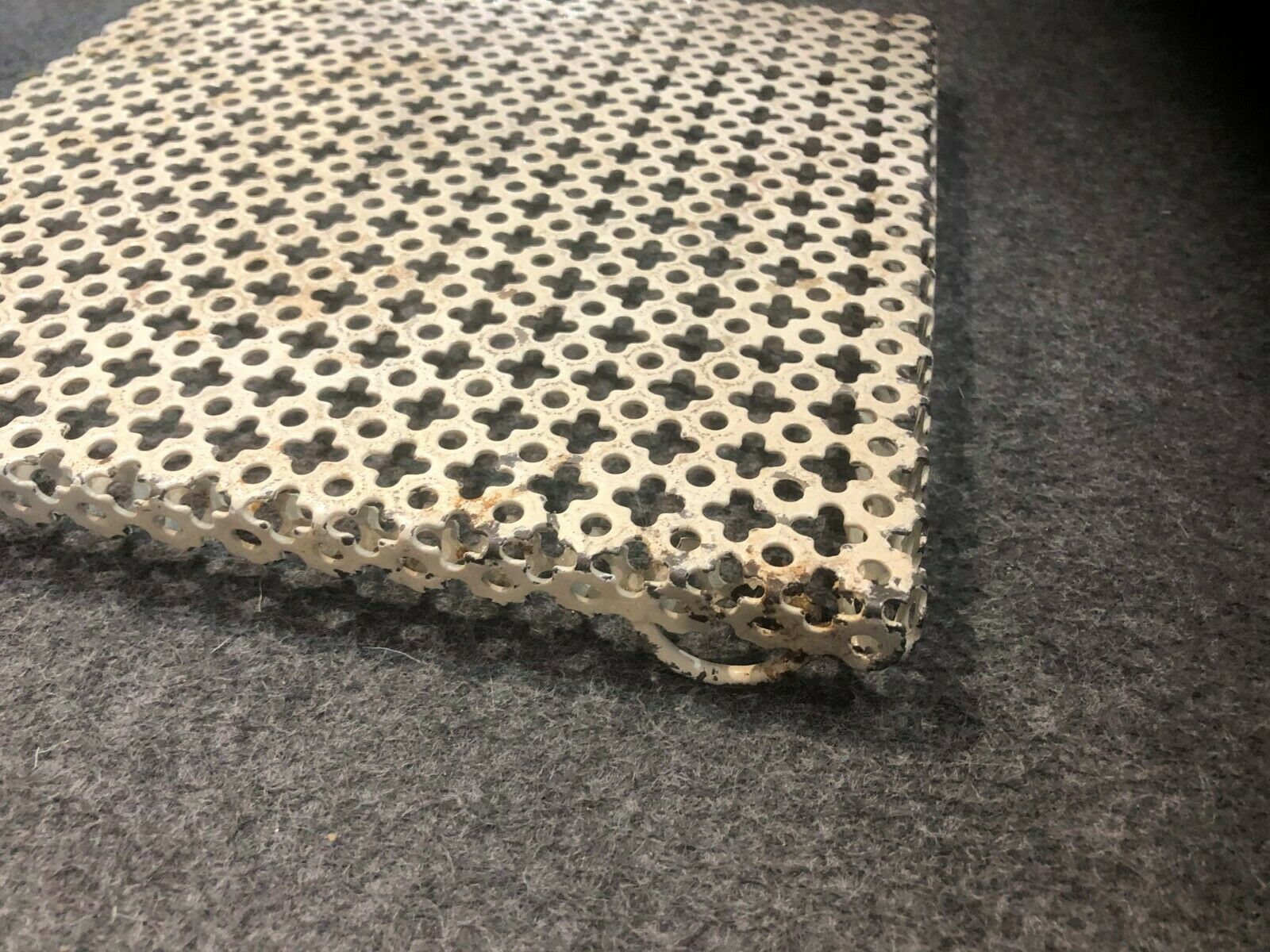 Former vintage flat underside white metal perforated around 1950