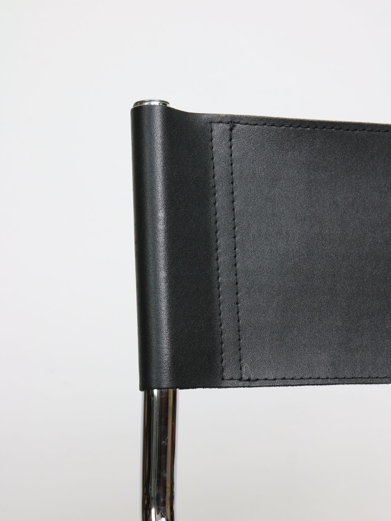 Vintage black leather bauhaus chair, italy