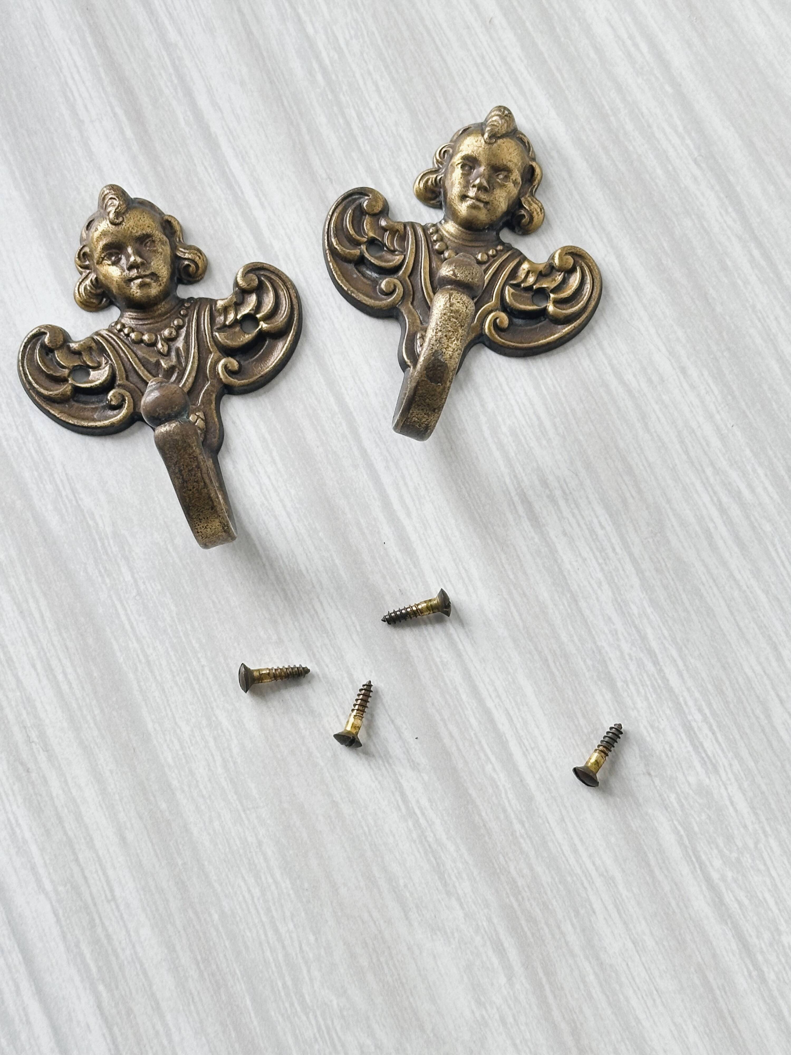 Set of metal coat hooks / angel towel hooks