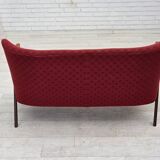 1960s, Danish 2-seater sofa, red furniture fabric, beech wood.