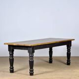Table de ferme en pin avec plateau ancien