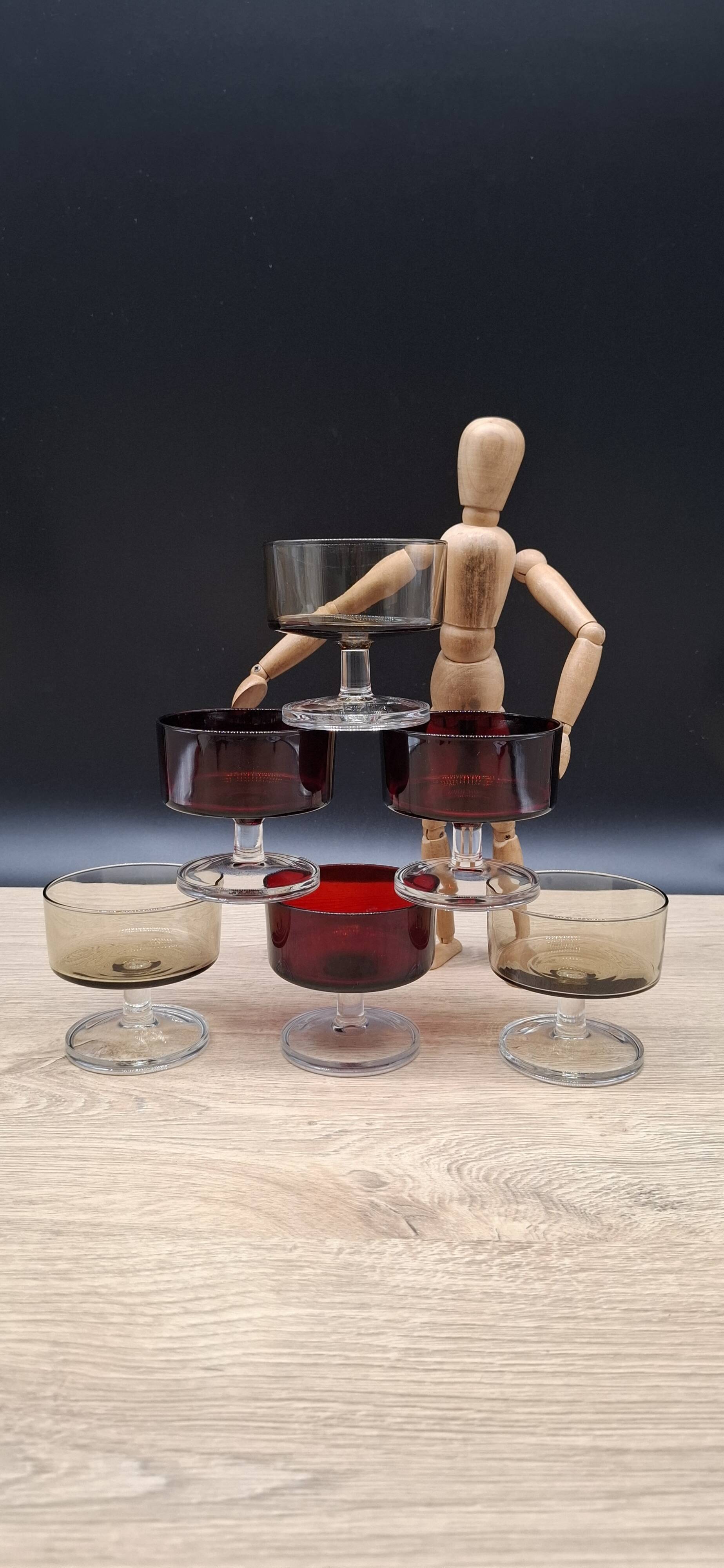 Set of 6 champagne glasses Cavalier Sweden Luminarc two-tone