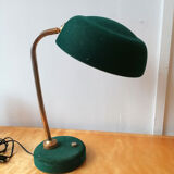 Bottle green velvet lay lamp, brass foot, 1960