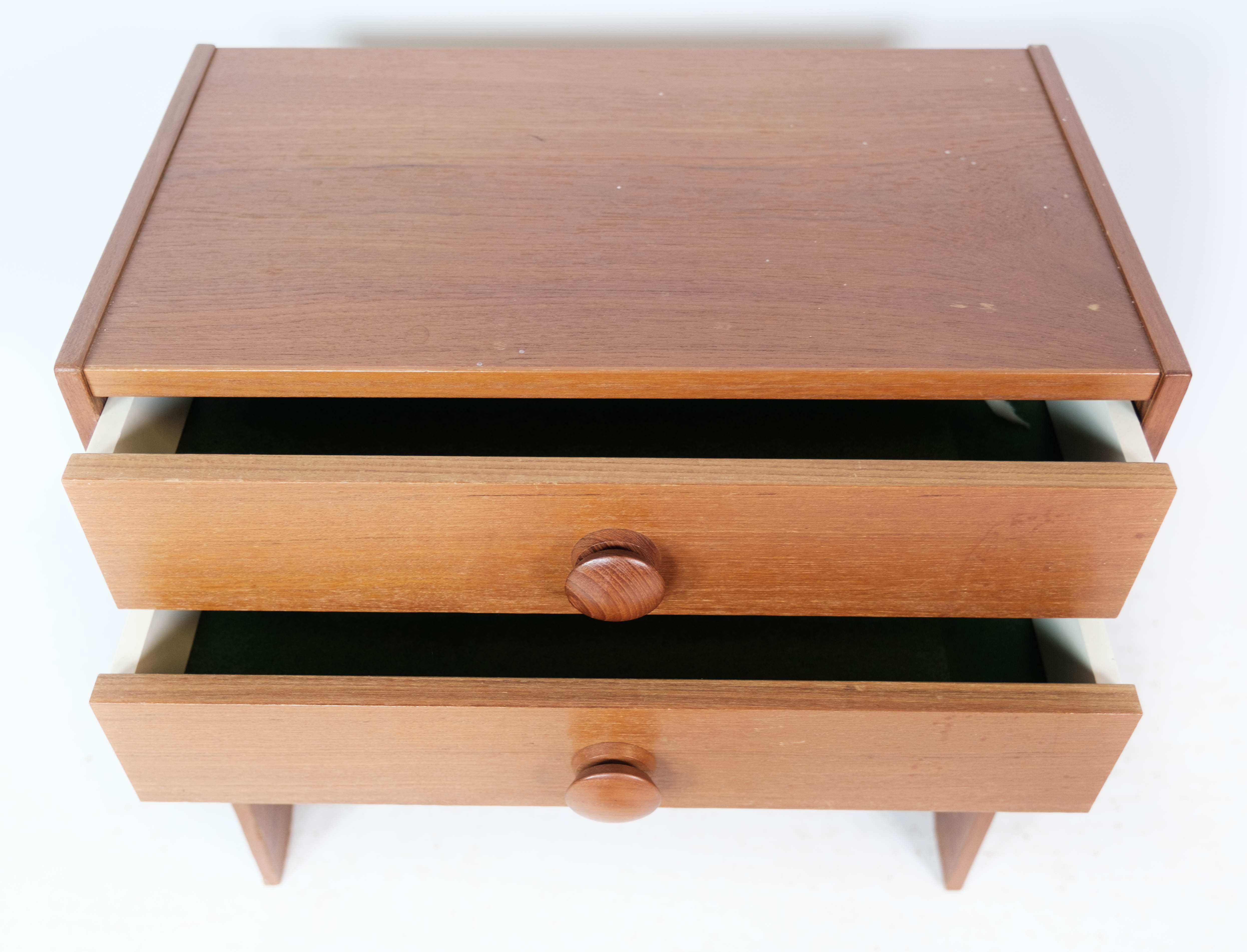 Bedside table with drawers in teak of Danish design manufactured by PBJ Furniture,  1960s