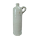 Antique beige glazed stoneware bottle from the 19th century, with a handle, vintage decor.