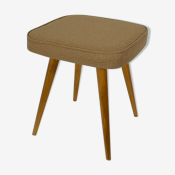 Vintage stool in wood and mustard fabric 1960