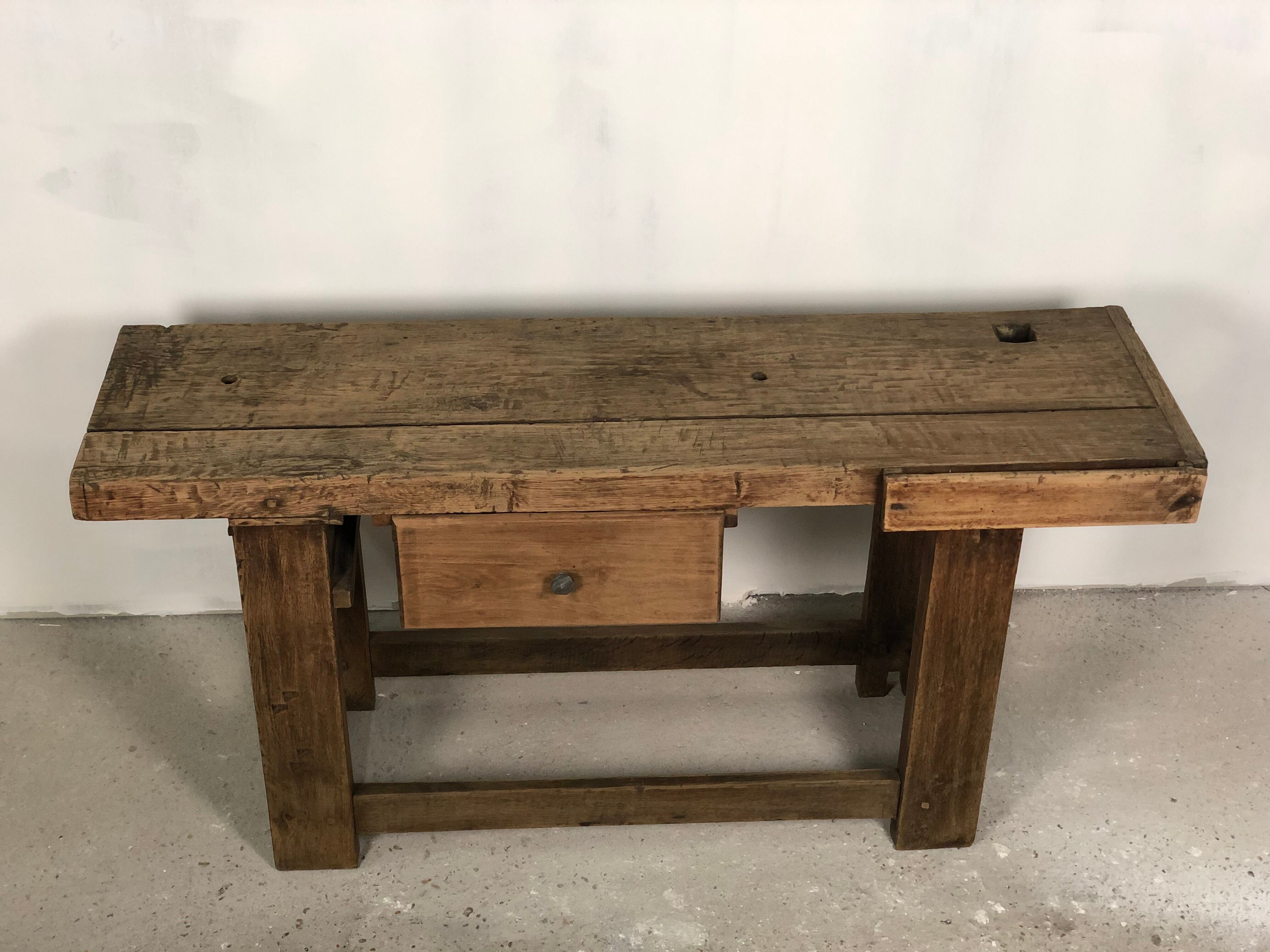 Old workbench in raw solid oak 1920