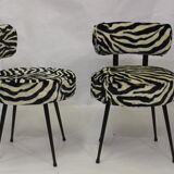 Pair of chairs pelfran zebra fur fabric