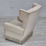 1970s, Danish wingback armchair, original condition, furniture velour, ash wood.