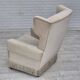 Fauteuil à oreilles danois des années 1970, état d'origine, mobilier en velours, bois de frêne.