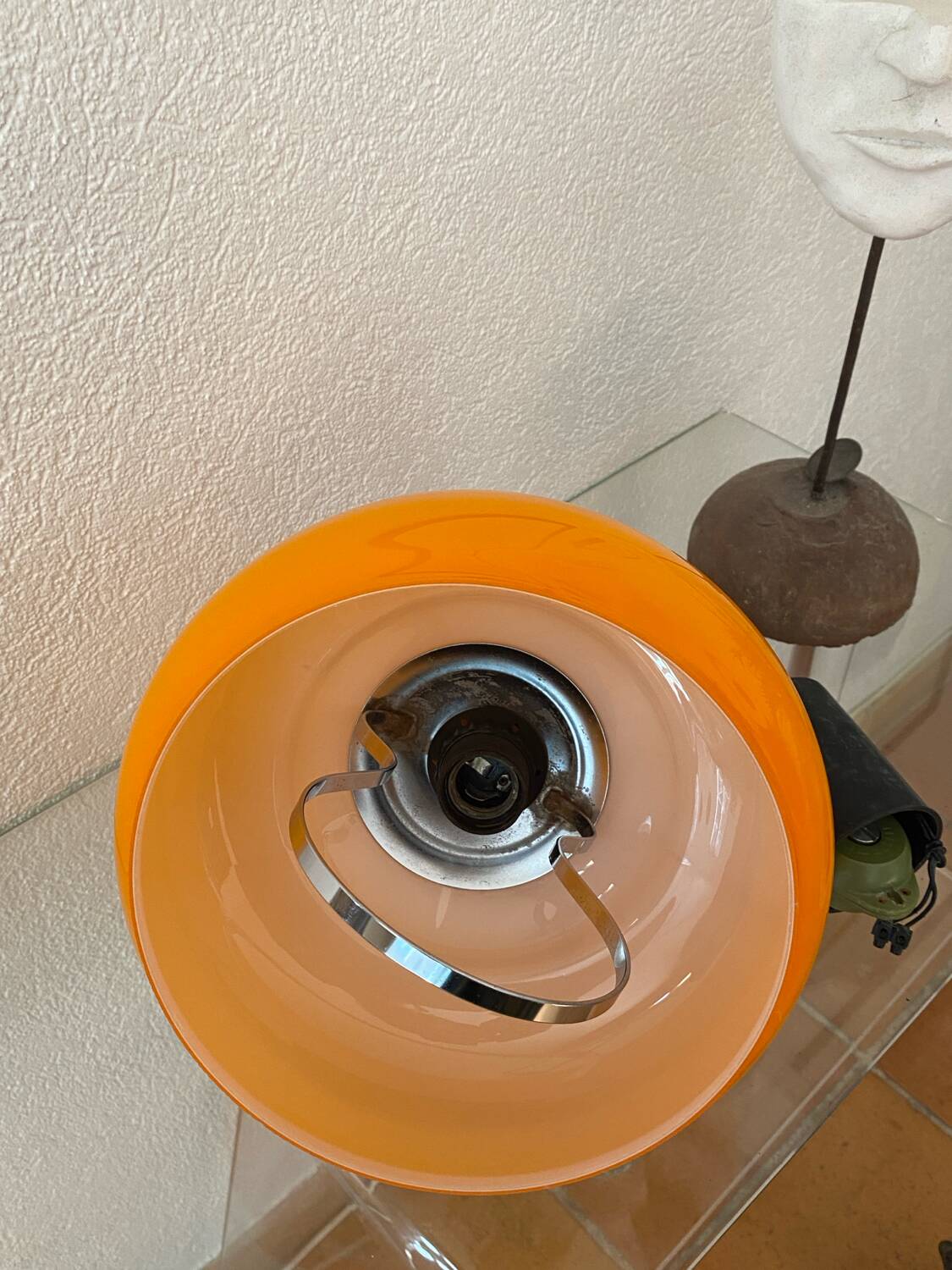 Vintage orange opaline pendant light