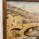 Ancient painting, landscape, escarene bridge, signed Joseph Vernay (1864-1950)