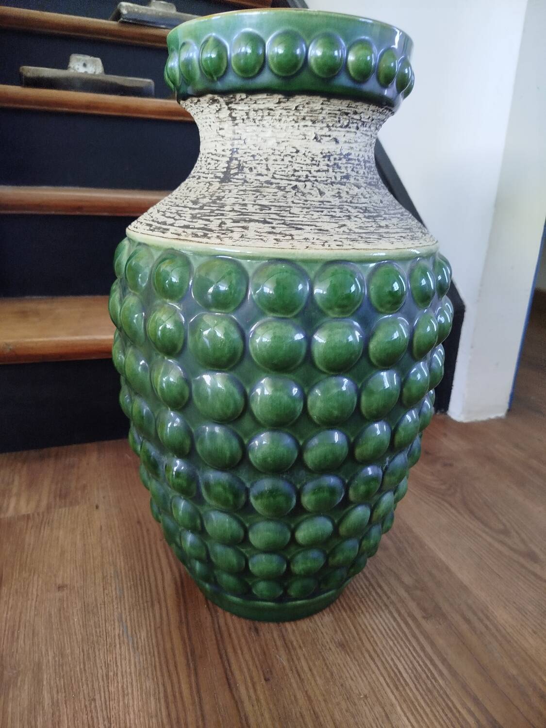 Grand vase allemand en faïence émaillée, Années 1950